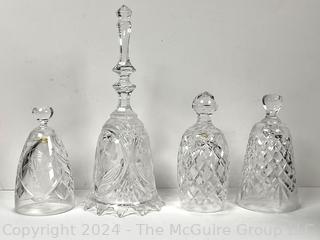 Four (4) Cut Crystal Hand Bells Including Waterford