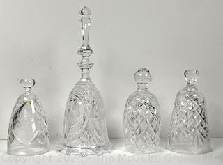 Four (4) Cut Crystal Hand Bells Including Waterford