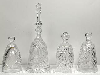 Four (4) Cut Crystal Hand Bells Including Waterford