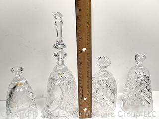 Four (4) Cut Crystal Hand Bells Including Waterford