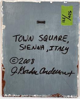 Paint On Wood of Town Square in Sienna, Italy 2008. Signed by Artist. 10 x 12"