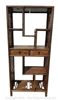 Chinese Wood Bamboo Etagere Bogu Bookcase 39 x 18 x 86”