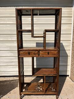 Chinese Wood Bamboo Etagere Bogu Bookcase 39 x 18 x 86”