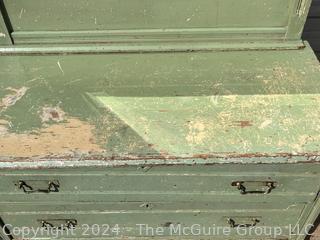 Green Painted Three Drawer Victorian Eastlake Cottage Dresser with Mirror 40 x 19 x 72”