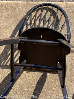 Pair of Black Painted Bow Back Continuous Arm Windsor Chairs. 18.5 x 18.5 x 43”