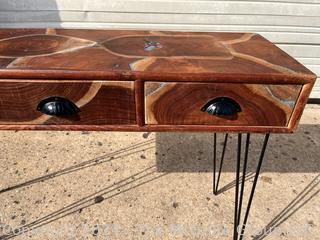 Contemporary Wood Console Table on Hair Pin Legs. 43 x 14 x 29”