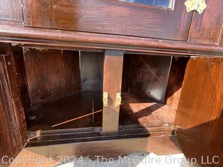 Cherry Corner Cabinet with Paned Glass Doors and Hatch Lock. 30 x 18 x 70”