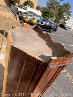 Cherry Corner Cabinet with Paned Glass Doors and Hatch Lock. 30 x 18 x 70”