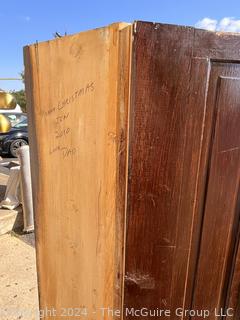 Cherry Corner Cabinet with Paned Glass Doors and Hatch Lock. 30 x 18 x 70”