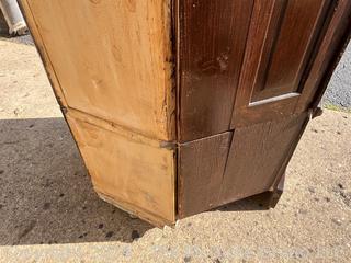 Cherry Corner Cabinet with Paned Glass Doors and Hatch Lock. 30 x 18 x 70”