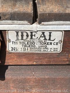 Ideal Fireless Cooker with Heating Stones by The Toledo Cooker Co. Early 1900s  29 x 15 x 32”