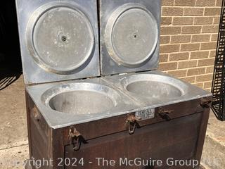 Ideal Fireless Cooker with Heating Stones by The Toledo Cooker Co. Early 1900s  29 x 15 x 32”