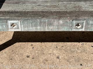 Ornate Madura Wooden Bench In Distressed Paint. 48 x 21 x 39.5”