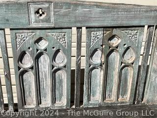 Ornate Madura Wooden Bench In Distressed Paint. 48 x 21 x 39.5”