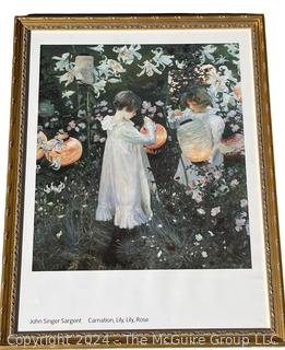 Large Framed Under Glass Art Museum Poster for John Singer Sargent Exhibit.  26" x 34"