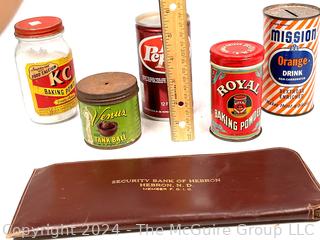 Collection of Kitchen Tins and Bank Deposit Bag