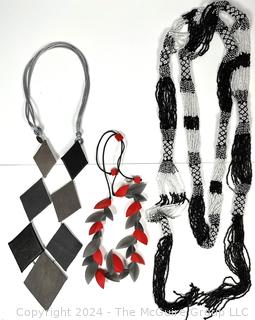 Three (3) Statement Necklaces Including Two Abstract Statement Pieces by Sylca