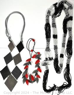 Three (3) Statement Necklaces Including Two Abstract Statement Pieces by Sylca