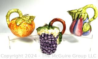 Set of Three(3) Italian Porcelain Fruit Shaped Pitchers