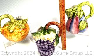 Set of Three(3) Italian Porcelain Fruit Shaped Pitchers