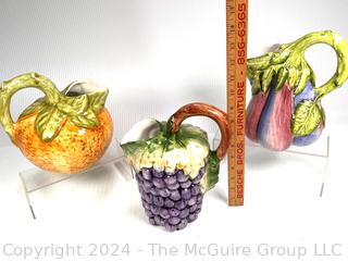 Set of Three(3) Italian Porcelain Fruit Shaped Pitchers