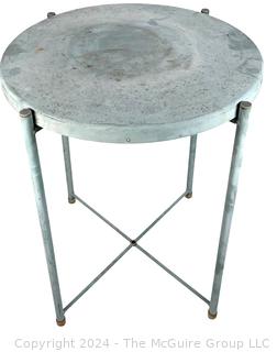 Mid Century Style Metal Outdoor Garden Side Table.  First of two offered in this auction. 