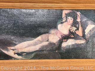 Framed Textured Museum Art Print of the Clothed Maja by Francisco de Goya.  8.5" x 14"