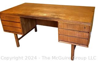 Mid-Century Danish Modern Teak Double-Sided Writing Desk Model 76 by Omann Junior Møbelfabrik, Denmark 1960s