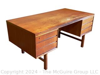 Mid-Century Danish Modern Teak Double-Sided Writing Desk Model 76 by Omann Junior Møbelfabrik, Denmark 1960s