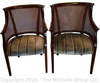 Pair of Hickory Chair Co. Cane Back Arm Chairs.  One with damage.