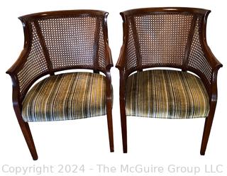 Pair of Hickory Chair Co. Cane Back Arm Chairs.  One with damage.