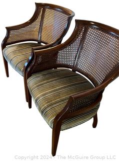 Pair of Hickory Chair Co. Cane Back Arm Chairs.  One with damage.