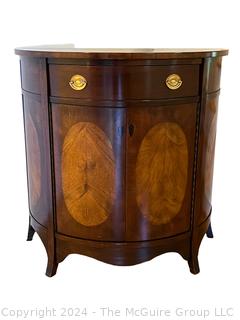 Drexel Heritage Inlaid Mahogany Demilune Console Cabinet.  Doors are locked, no key. 32 x 16 x 32”