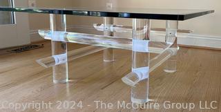 Lucite Acrylic with Glass Top Coffee Table Possibly by Ralph Gambaro (United States 1939-1990) For Les Prismatiques.   36” Square