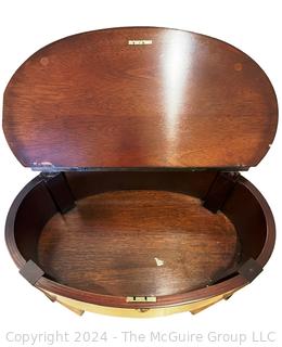 Federal Inlaid Mahogany Drum Table by Brandt, Baltimore Maryland. 14.5 x 23 x 26"