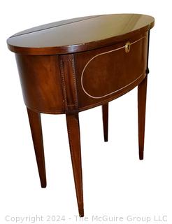 Federal Inlaid Mahogany Drum Table by Brandt, Baltimore Maryland. 14.5 x 23 x 26"