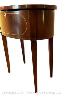 Federal Inlaid Mahogany Drum Table by Brandt, Baltimore Maryland. 14.5 x 23 x 26"