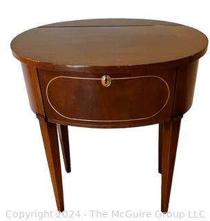 Federal Inlaid Mahogany Drum Table by Brandt, Baltimore Maryland. 14.5 x 23 x 26"