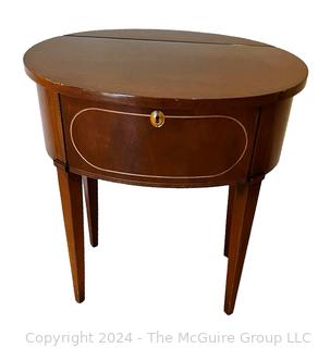 Federal Inlaid Mahogany Drum Table by Brandt, Baltimore Maryland. 14.5 x 23 x 26"