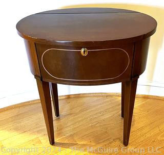 Federal Inlaid Mahogany Drum Table by Brandt, Baltimore Maryland. 14.5 x 23 x 26"