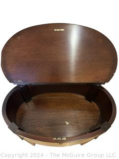 Federal Inlaid Mahogany Drum Table by Brandt, Baltimore Maryland. 14.5 x 23 x 26"