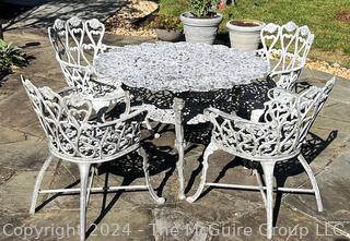 Set of Cast Metal Scroll Work Garden Set Including Table with Four Chairs