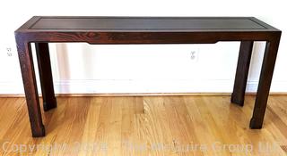 Baker Furniture Hollywood Regency Oak Wood Console Table 59.5 x 16 x 27"