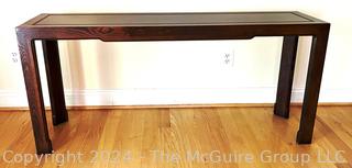 Baker Furniture Hollywood Regency Oak Wood Console Table 59.5 x 16 x 27"