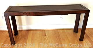 Baker Furniture Hollywood Regency Oak Wood Console Table 59.5 x 16 x 27"