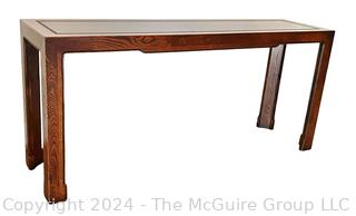 Baker Furniture Hollywood Regency Oak Wood Console Table 59.5 x 16 x 27"