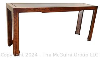 Baker Furniture Hollywood Regency Oak Wood Console Table 59.5 x 16 x 27"