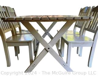 White Painted Wood Table with Four Chairs Garden Set