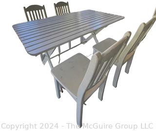 White Painted Wood Table with Four Chairs Garden Set