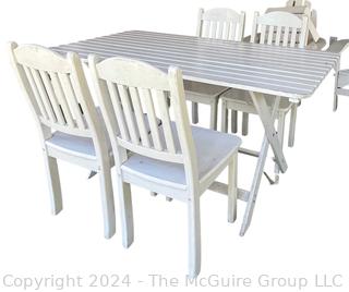 White Painted Wood Table with Four Chairs Garden Set